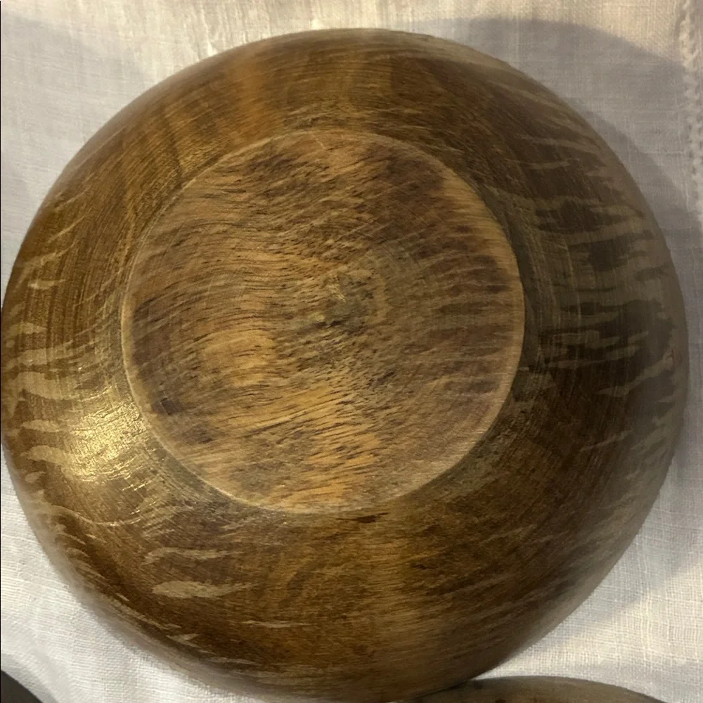 Brown Wooden Bowls Set/4 Brown Grain Bowls W/ Vintage Wear and Use From 70’s